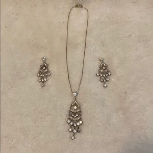 CZ & sterling silver necklace and earring set